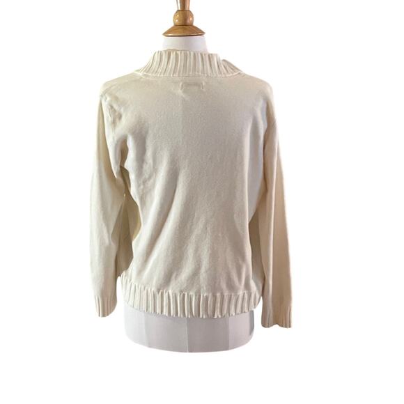 Christopher & Banks Cotton Blend Ivory Floral Applique Open Cardigan, Size XL - Picture 4 of 13